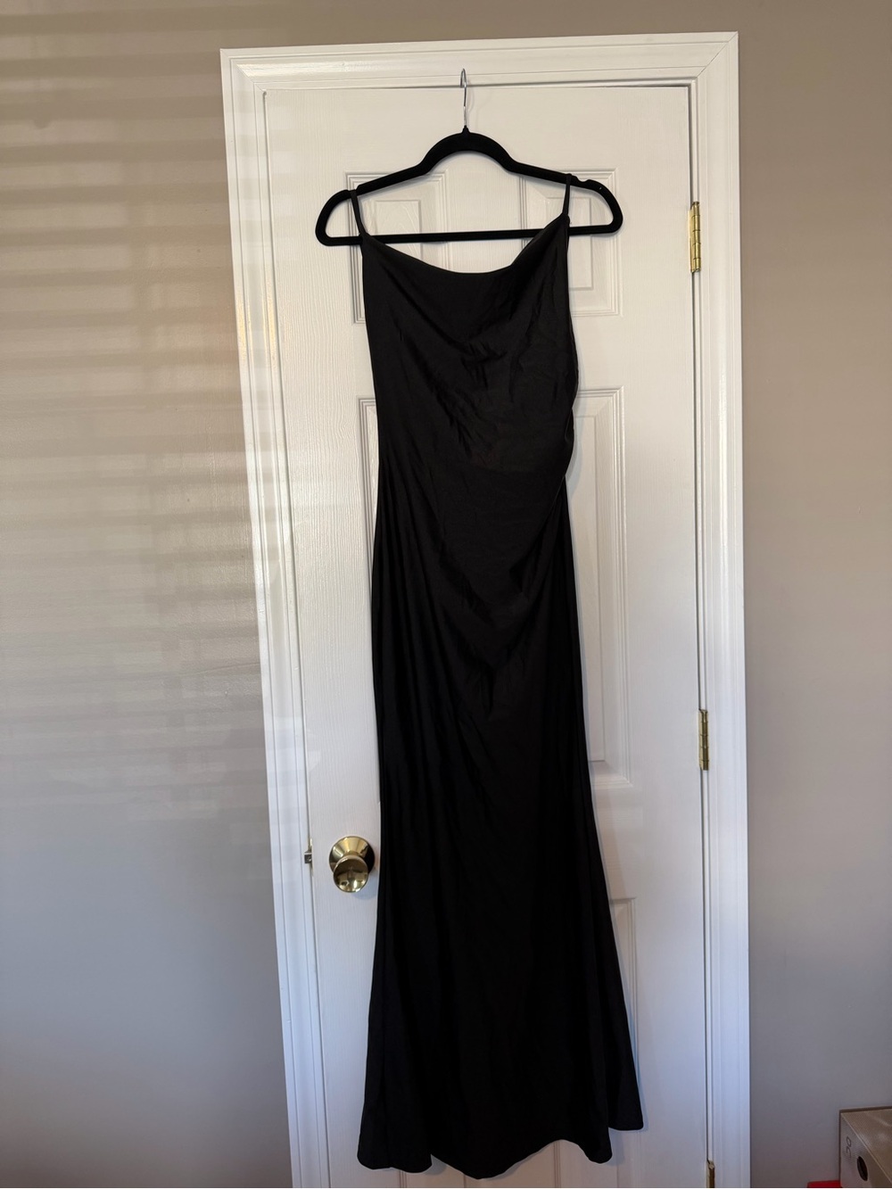 Sleek Black Cowl Neck Maxi Dress